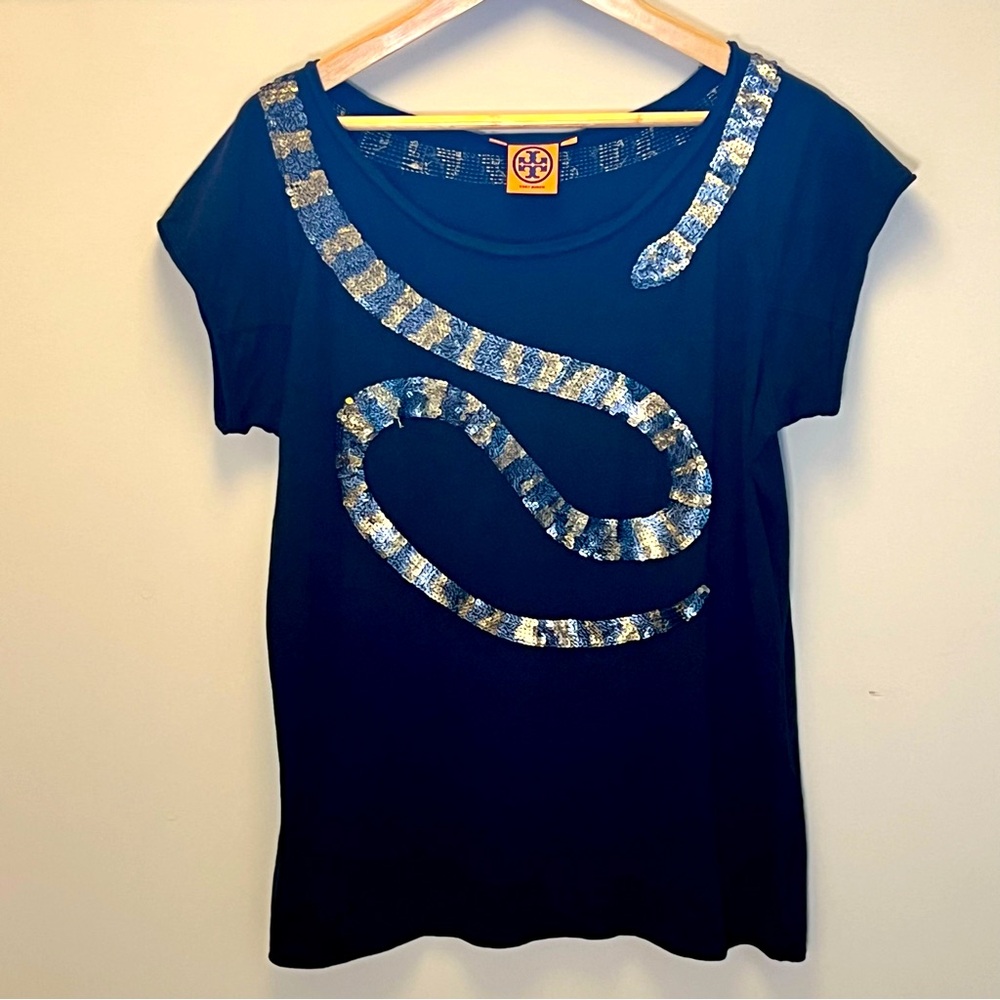 Tory Burch sequined snake t-shirt, XL